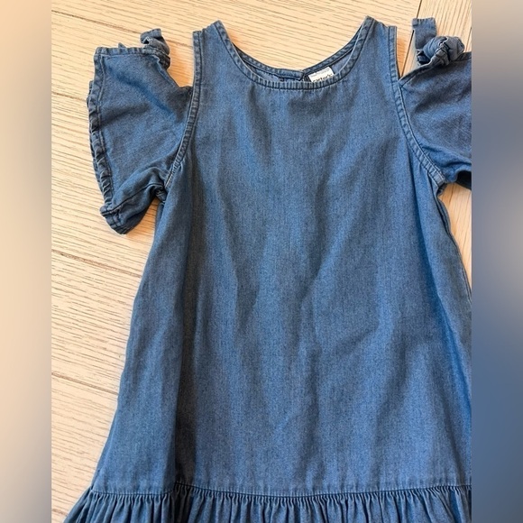 Carters girls 4T denim open shoulder dress w/ ruffle‎ bottom. - Picture 2 of 7